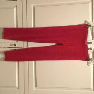 RED LACED-UP-THE-BACK LEGS LEGGINGS